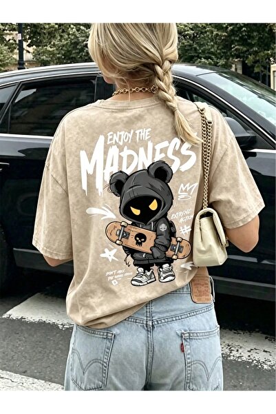 Toum Enjoy the Madness Printed Unisex Washable Vintage Oversize T-Shirt