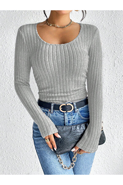 Take Two By Styli Women's Solid Square Neck Long Sleeve Ribbed Top