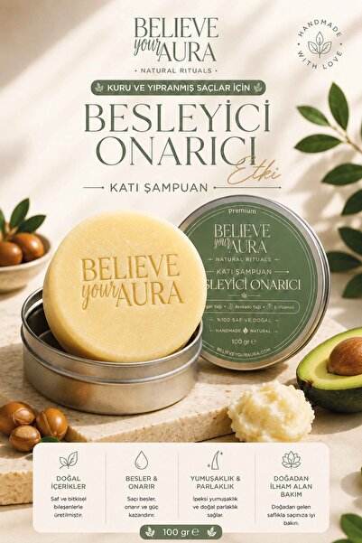 Believe Your Aura Nourishing Repairing Solid Shampoo - 100% Natural Ingredien...