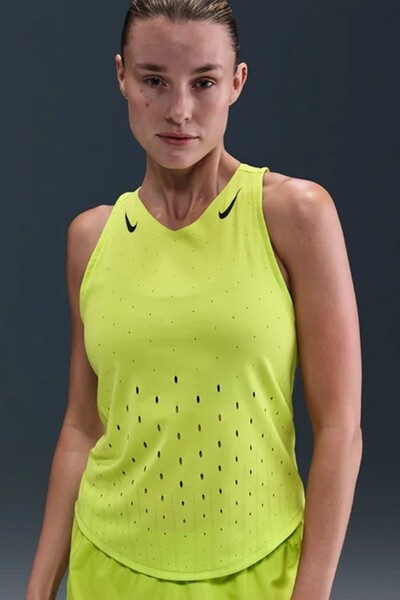 Nike Dri Fit AeroSwift Running ADV Maiou de alergare Verde cu tăietură laser,...
