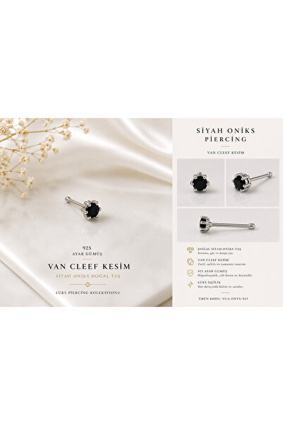 seven kuyumculuk 925 Ayar Gümüş Siyah Oniks Taşlı Hızma Piercing – Van Cleef ...