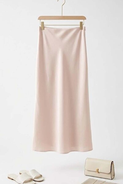 Raneel Kazançlı Alışveriş Women's Side Zipper Soft Textured Long Skirt Beige