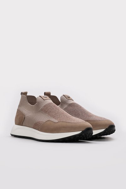 Ayakkabıhane İçi Dışı Hakiki Deri Bej Erkek Spor Sneaker Ayakkabı AH082141312...