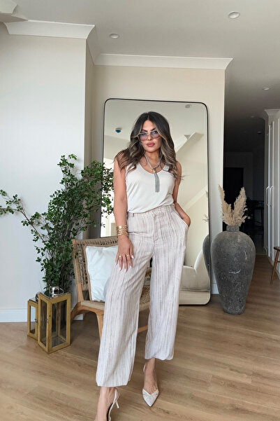 Sohotique By P Lanene elastične pantalone sa uzorkom na nogavicama, boja kamena