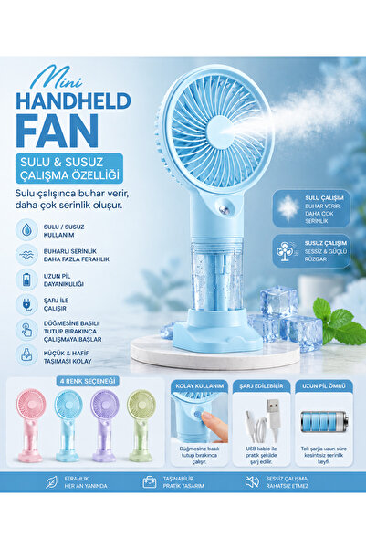 Handheld Pr Su Püskürtmeli Buharlı Mini Fan Taşınabilir El Masa Vantilatör