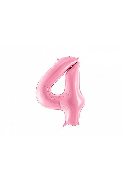 Partydeco Balon Folie Cifra 4, Roz Pastel, 86 cm - Magazin de Baloane