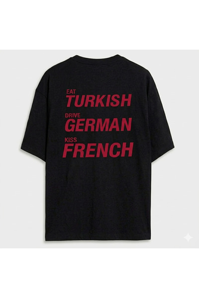 SVART WEAR تي شيرت Eat Turkish Drive German Kiss French للجنسين مقاس كبير 100...