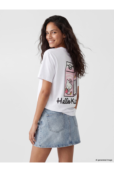 LC Waikiki Tricou de damă din bumbac 100% cu imprimeu Hello Kitty