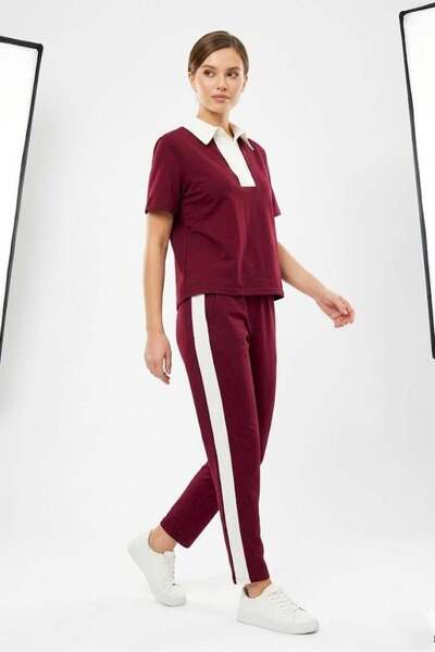 Raneel Kazançlı Alışveriş Women's Polo Collar Short Sleeve Garnished Tracksui...