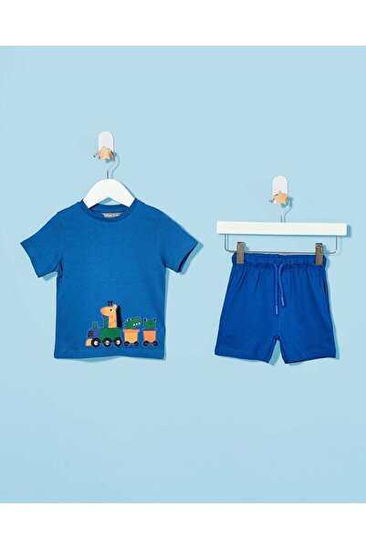 REDTAG Infant Boys Blue Printed Casual Set