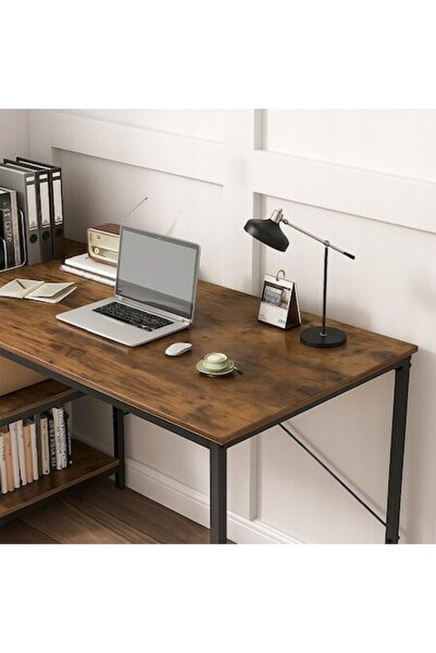 Muvu Birou de gaming, stil industrial loft, cu 2 rafturi, 120x60x75 cm