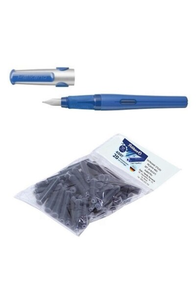Pelikan Set stilou Pelikano pentru stângaci, prindere ergonomică, albastru, c...
