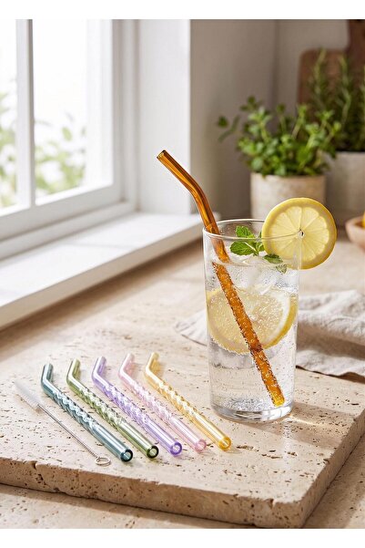 The Mia Glass Straw Set of 6 Brd0197
