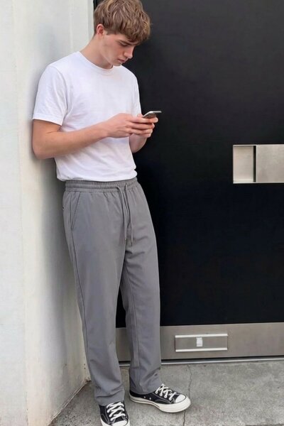 comstar Men's Comfort Fit Wide Leg Anthracite Baggy Trousers