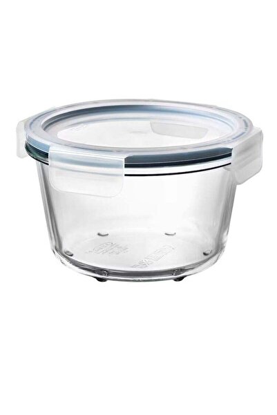 Generic Food container with lid, round glass/plastic600 ml
