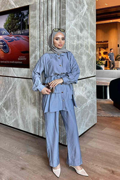 İmajButik Gray Tunic Trouser Suit