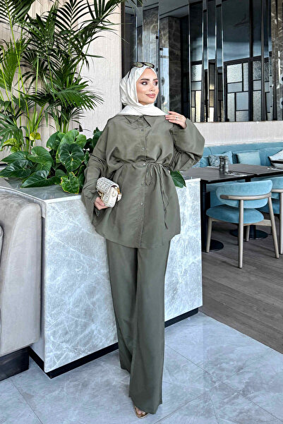 İmajButik Khaki Shirt and Trousers Modal Set