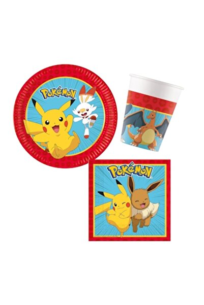 Procos Set de 36 de articole pentru petrecerea Pokemon, 8 pahare, 8 farfurii,...