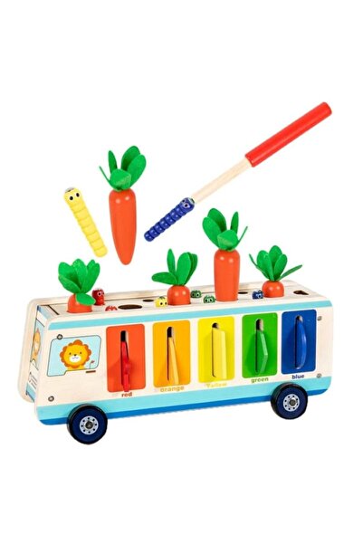Picodino Camion Montessori din lemn 5 în 1 cu morcovi și pescuit magnetic