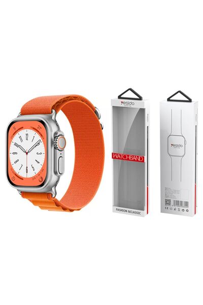 Yesido WB24 Λουράκι Sports Loop Πορτοκαλί - Υφασμάτινο Λουράκι Apple Watch 44...