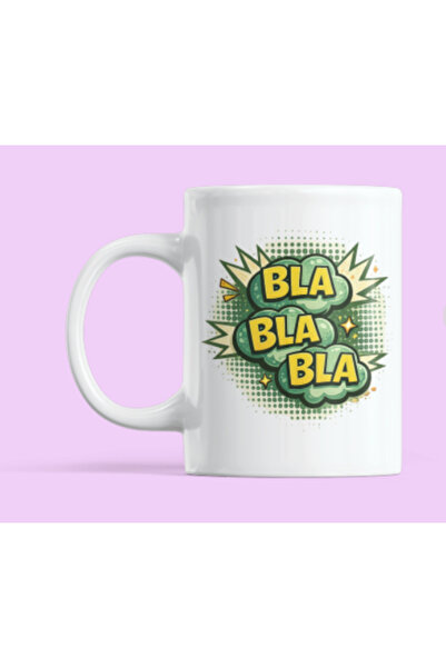 Nino Store Bla Bla Bla Mug – Fun Porcelain Coffee Cup with Pop Art Design 300 ml