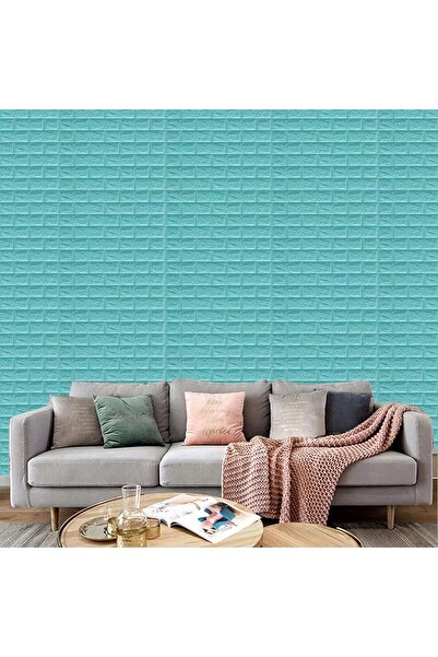 Vivendo Tapet 3D caramida Turcoaz auto-adeziv pentru interior, 70 x 77 cm