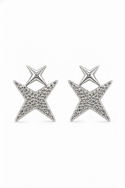 Jack Ferrero Star Design Zircon Stone Silver Color Bijouterie Earrings