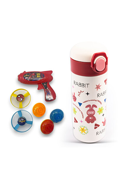 Cocobee 500ml Red Steel Bottle + Spider-Man Flying Saucer Toy