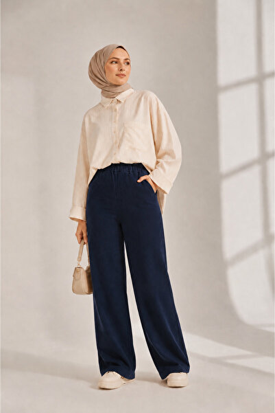 FREYA MODA Elastic Waist Comfortable Hijab Gabardine Trousers