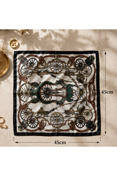elden co Vintage Fayton Desenli Saten Fular / Bandana