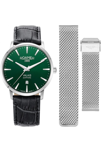 Roamer Set bărbați 988833 41 75 05 — verde, clasic, cu o brățară suplimentară