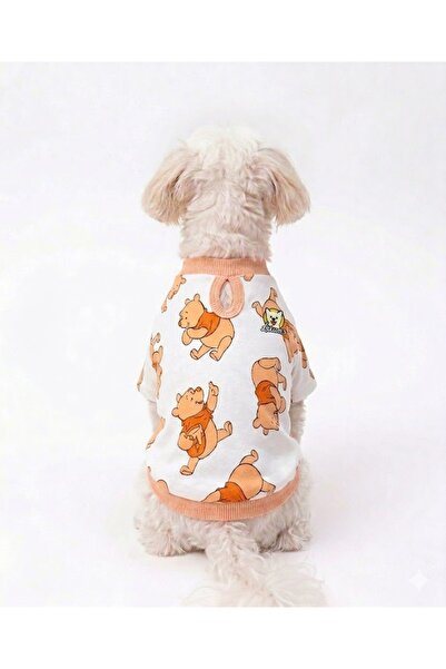 Lokums White Winnie the Pooh Patterned Dog T-Shirt Summer Dog Outfit