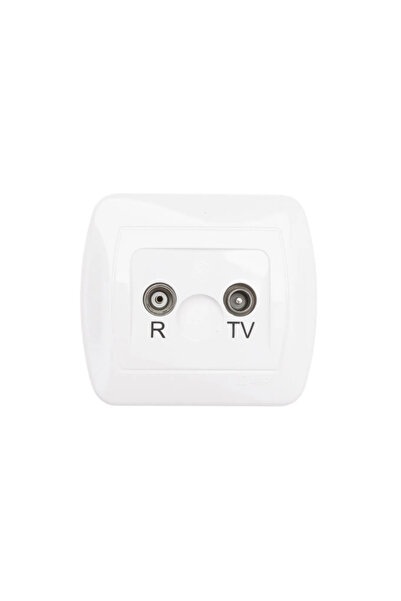 Kontakt-Simon Priză antenă AKORD RTV cu orificiu perforat 10dB alb - AA10/11