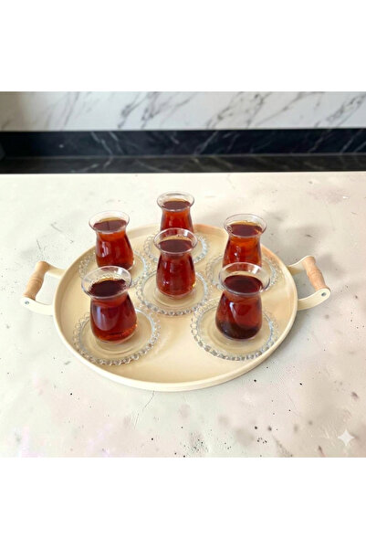 bereka صينية خشبية بمقبض صينية شاي معدنية صينية قهوة تقديم الإفطار صينية متوس...