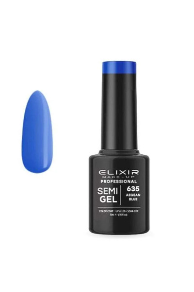 Elixir Επαγγελματικό Ημιμόνιμο Βερνίκι Νυχιών Τζελ 635 Αιγαίο Μπλε Ωκεάνιο Μπ...