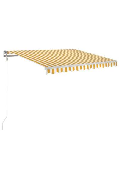 vidaxl Copertină automată cu senzor de vânt și LED, Galben/Alb, 350 x 250 cm