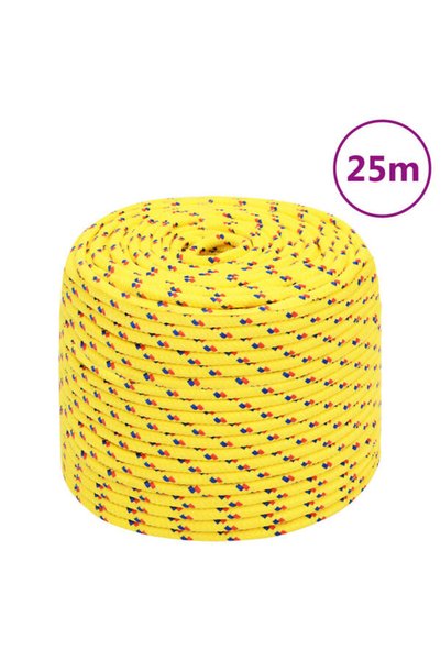 vidaxl Frânghie de barcă, galbenă, 10 mm, 25 m, polipropilenă