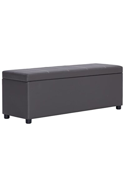 vidaxl Banchetă cu zonă de depozitare, gri, 116 cm, piele ecologică