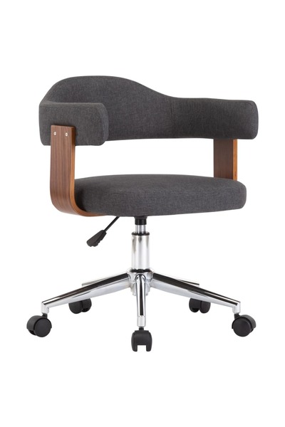 vidaxl Scaun de birou pivotant, gri, lemn curbat și material textil