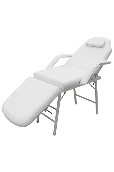 vidaxl Scaun pentru tratamente faciale, Piele artificială, 185 x 78 x 76 cm, Alb