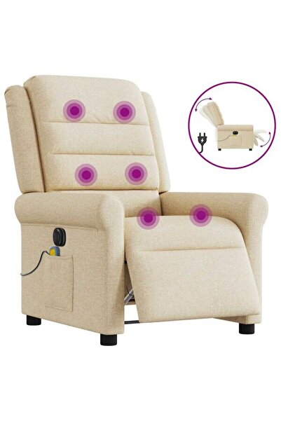 vidaxl Fotoliu electric rabatabil cu masaj, crem, textil