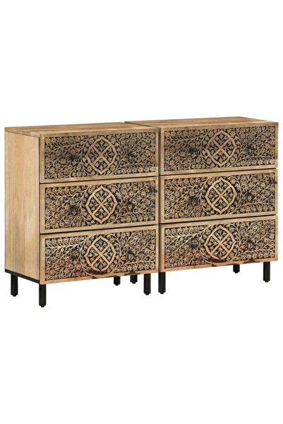 vidaxl Dulapuri laterale, 2 buc., 60 x 33 x 75 cm, lemn masiv de mango