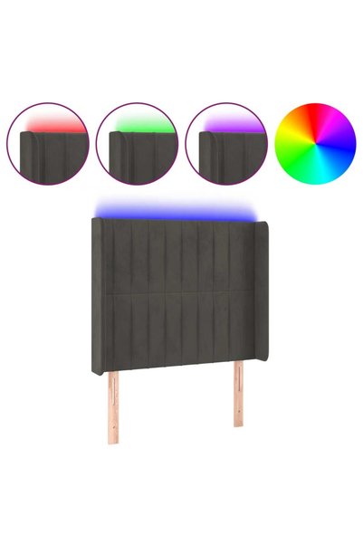 vidaxl Tăblie de pat cu LED, gri închis, 93x16x118/128 cm, catifea