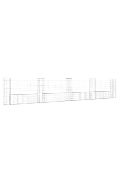 vidaxl Coș gabion în formă de U cu 5 stâlpi, 500 x 20 x 100 cm, Fier