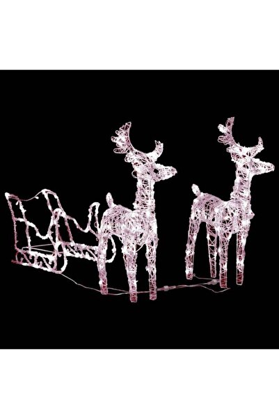 vidaxl Decorațiune de Crăciun ren și sanie 160 LED-uri 130 cm acrilic