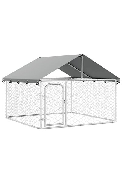 vidaxl Țarc pentru câini de exterior cu acoperiș rezistent, 200 x 200 x 150 c...