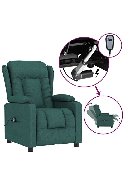 vidaxl Fotoliu rabatabil electric, verde închis, material textil