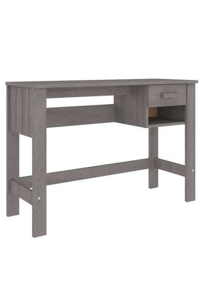 vidaxl Birou „HAMAR”, gri deschis, 110x40x75 cm, lemn masiv de pin