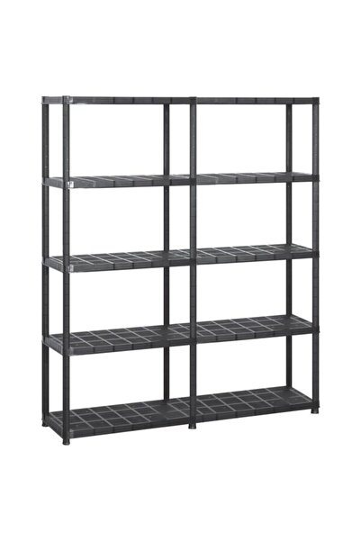 vidaxl Raft de depozitare cu 5 polițe, negru, 142 x 38 x 170 cm, plastic