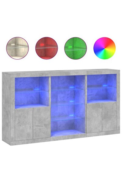 vidaxl Comodă cu lumini LED, gri beton, 181,5 x 37 x 100 cm